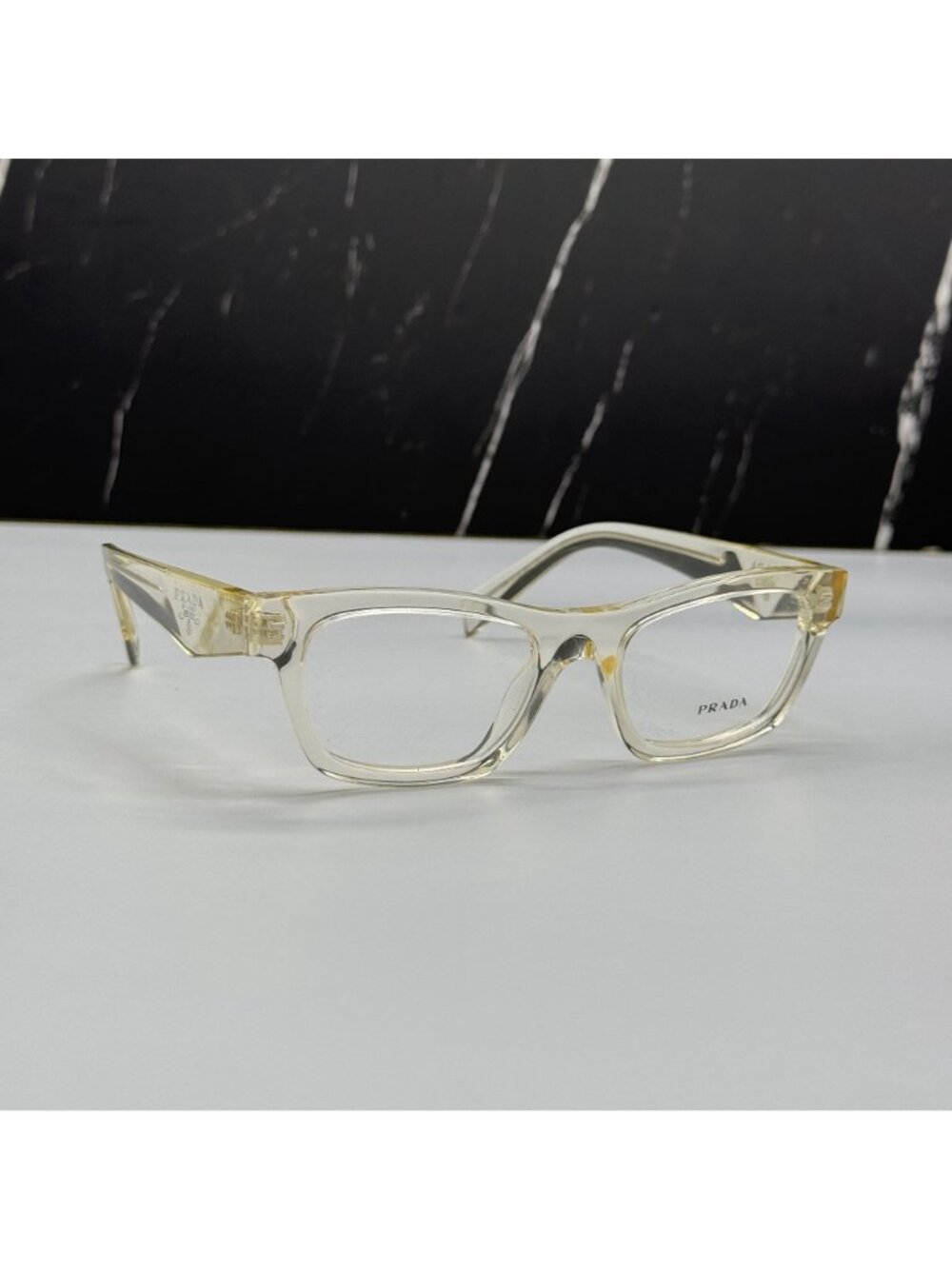 Prada PRB01V 19X1O1 Women Clear Cream Cat Eye Eyeglasses Authentic NEW - Picture 4 of 9